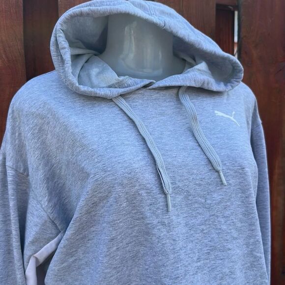 Puma Gray/White Cropped Relaxed Hoodie Size M - Picture 3 of 9